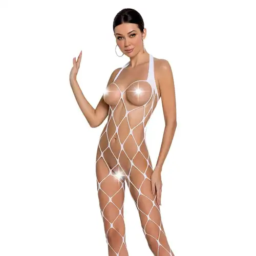 Бодистокинг в очень крупную сетку Passion BS091 white, с доступом photo 1