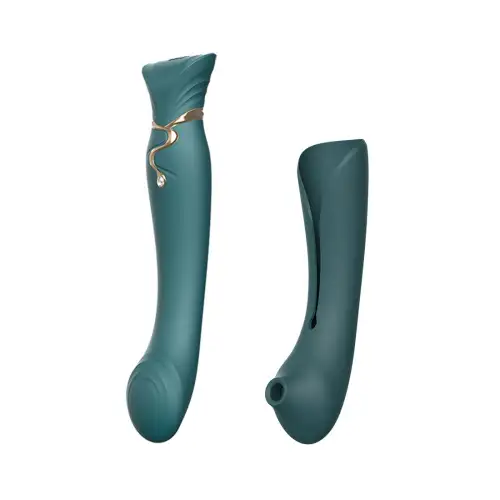 Смартвибратор 3в1 Zalo — Queen Jewel Green, пульсирующая жемчужина и вакуум, кристалл Swarovski photo 1