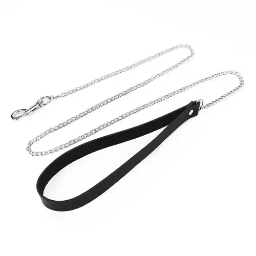 Поводок на цепочке из натуральной кожи Art of Sex - Leash, Черный photo 1