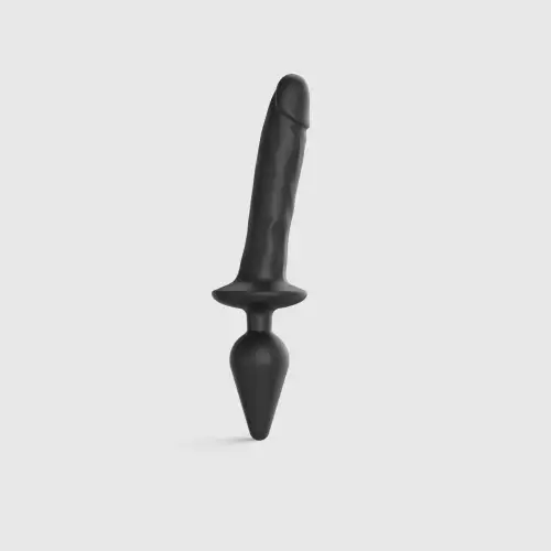 Анальная пробка с дилдо 2в1 Strap-On-Me SWITCH PLUG-IN REALISTIC DILDO Black XXL, диаметр 5,2/3,9 см photo 1
