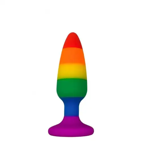 Силиконовая анальная пробка Wooomy Hiperloo Silicone Rainbow Plug S, диаметр 2,4 см, длина 9 см photo 1