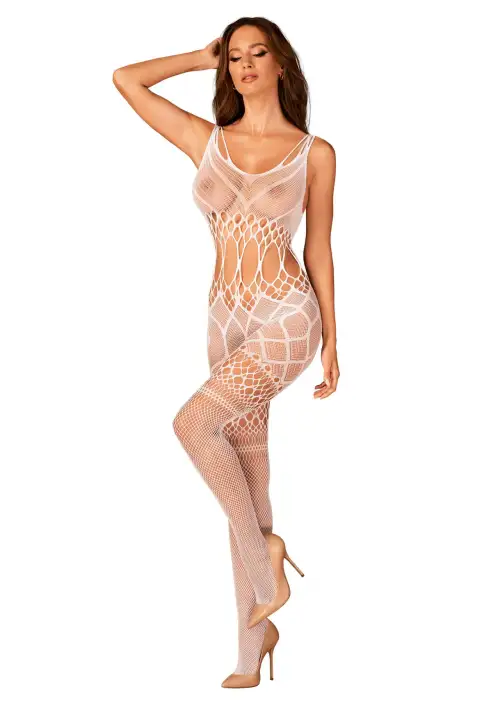 Сетчатый бодистокинг с имитацией топа и шорт Obsessive Bodystocking G330 XL/XXL, white, с доступом photo 1