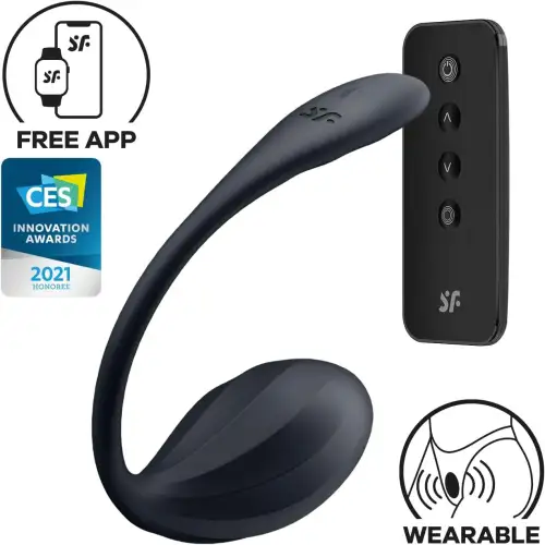 Смарт-виброяйцо Satisfyer Ribbed Petal Connect App Black, управление со смартфона, пульт ДУ photo 1