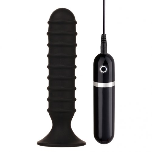 Анальный вибромассажер Menzstuff Ribbed Torpedo Vibr. 6inch, черный photo 1