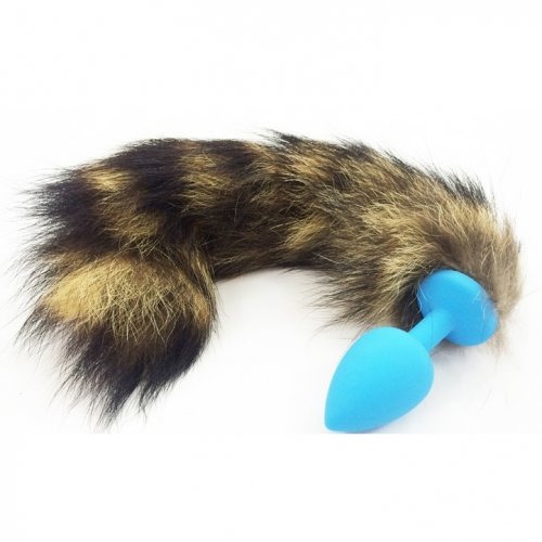 Силиконовая анальная пробка с хвостом енота