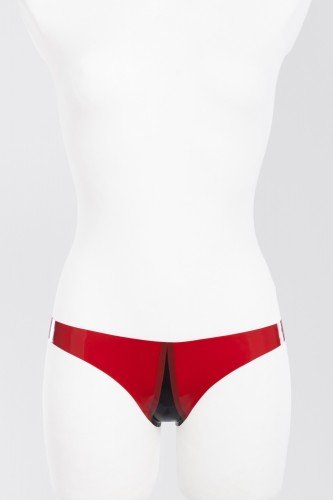 Трусики стринг из латекса с контрастной декоративной вставкой посередине Latex String With Decor photo 1