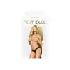 Трусики-бикини Penthouse Catch Me S/M Black, кружево, узкие ремешки, вырезы на ягодицах, бантик photo 3