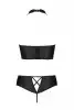 Комплект из экокожи Passion Nancy Bikini 4XL/5XL black, бра и трусики с имитацией шнуровки photo 4