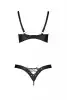 Комплект из экокожи Passion Celine Bikini 4XL/5XL black, открытый бра, стринги со шнуровкой photo 4