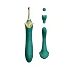 Вагинально-клиторальный вибратор Zalo — Bess Turquoise Green, многофункциональный с насадками photo 1