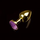 Малая золотистая анальная пробка с кристаллом, фиолетовый photo 1