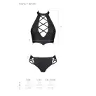 Комплект из эко-кожи Nancy Bikini black L/XL - Passion, бра и трусики с имитацией шнуровки photo 7