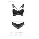 Комплект из эко-кожи с кружевом Loona Set black L/XL - Passion, бра и трусики photo 7
