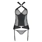Сетчатый комплект корсет с халтером, съемные подвязки, трусики Amanda Corset black XXL/XXXL-Passion photo 5