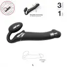 Безремневой страпон с вибрацией Strap-On-Me Vibrating Black L, диаметр 3,7см, пульт ДУ, регулируемый photo 2